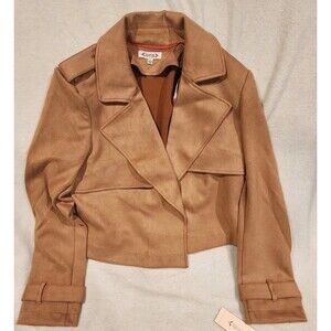 Nanette Lepore Jacket Brown Faux Suede Cropped Womens L